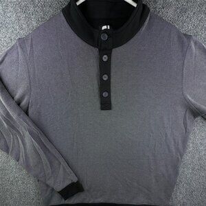 Footjoy Men Black White Sweatshirt Large Stretch 1/4 Button Polyester Black Trim